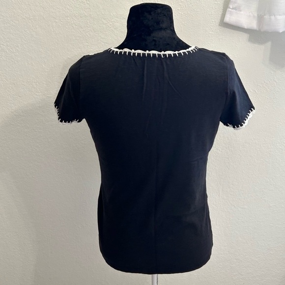 Talbots Black Embroidered Cotton Top - Picture 2 of 7